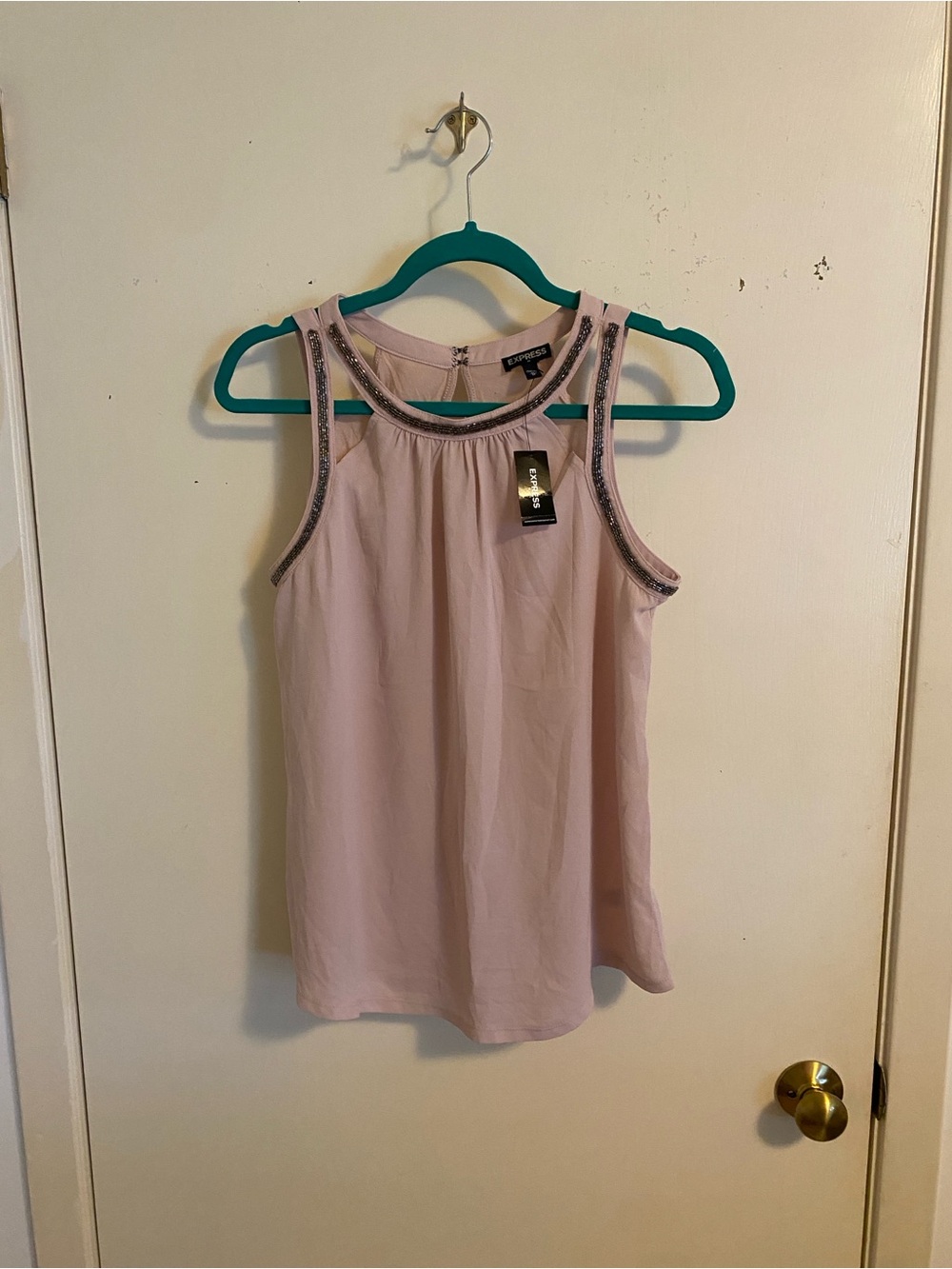 Express Pale Pink Tank with Beaded Edge